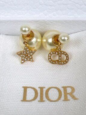 Dior tribales pearl CD earrings